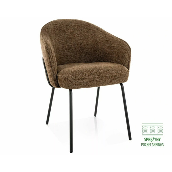 Стул кухонный обеденный мягкий Nao Noelle Капучино ткань / Черный каркас 1