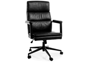 Кресло офисное компьютерное поворотное Q-090 Черная экокожа / Черный каркас