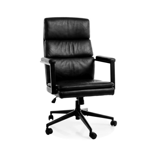 Кресло офисное компьютерное поворотное Q-090 Черная экокожа / Черный каркас 1