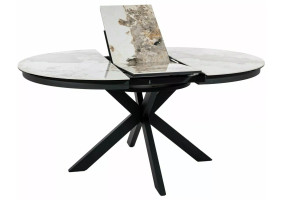 Стол обеденный кухонный складной Porto Ceramic (120–160)×120 см Керамика Белый / Черный каркас