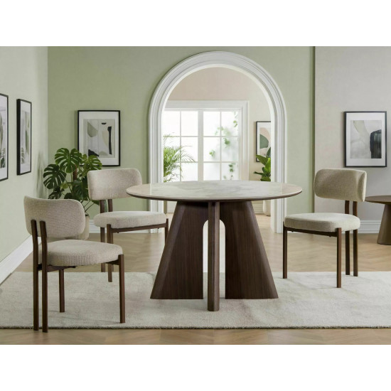 Стол обеденный кухонный Alzano Ceramic ø120 см МДФ + керамика Белый / Орех каркас 4