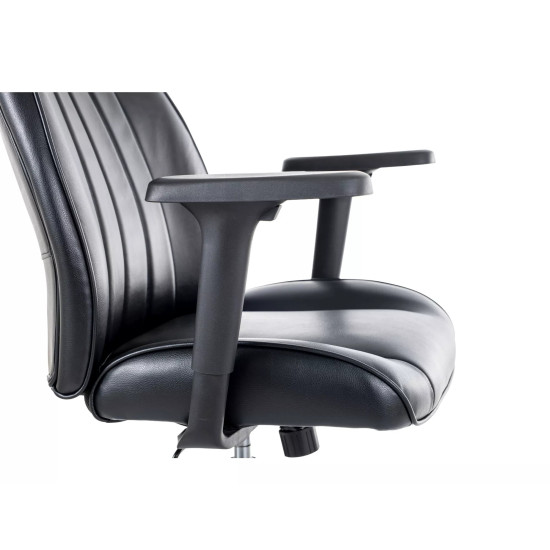 Кресло офисное компьютерное поворотное Q-093 Черная экокожа / Черный каркас 4