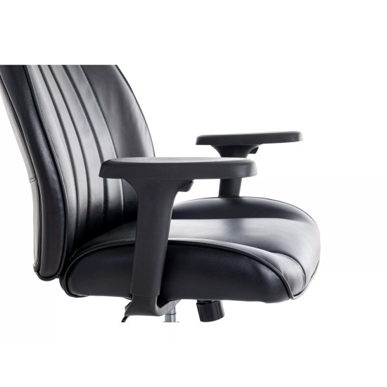 Кресло офисное компьютерное поворотное Q-093 Черная экокожа / Черный каркас 3