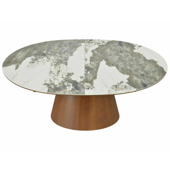 Стол обеденный кухонный раскладной Marocco Ceramic (160–200)×90 см МДФ + керамика Белый / Орех каркас 5