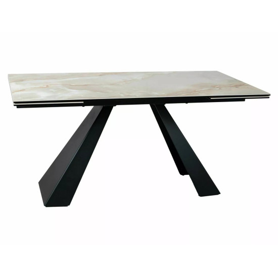 Стол обеденный кухонный раскладной Salvadore Ceramic (160–240)×90 см Керамика Беж / Черный каркас 2