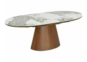 Стол обеденный кухонный раскладной Marocco Ceramic (160–200)×90 см МДФ + керамика Белый / Орех каркас