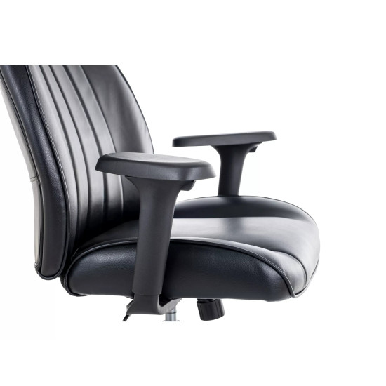 Кресло офисное компьютерное поворотное Q-093 Черная экокожа / Черный каркас 5