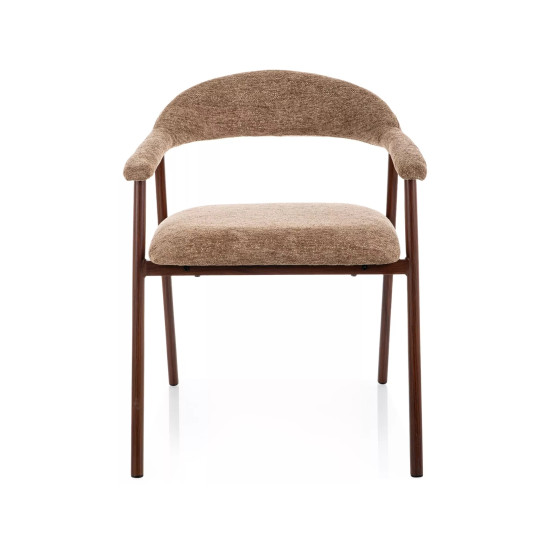 Стул кухонный обеденный мягкий Lagos D Raven Латте ткань / Орех каркас 2