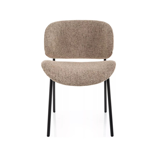 Стул кухонный обеденный мягкий Kiso Noelle Темно-бежевая ткань / Черный каркас 2