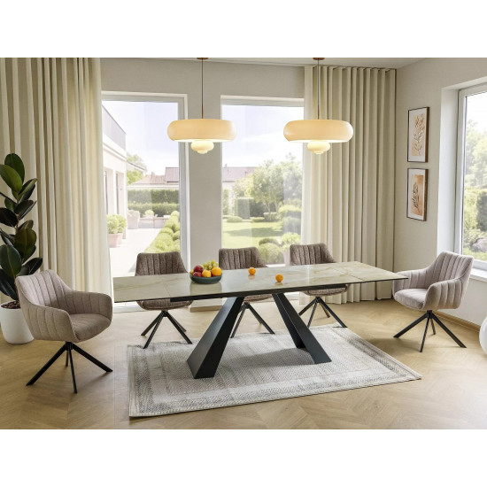 Стул кухонный обеденный мягкий Azalia Leo Темно-бежевая ткань / Черный каркас 5