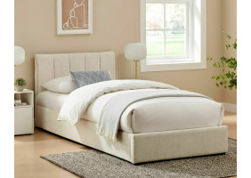 Кровать односпальная мягкая Montreal Raven 90×200 Бежевая ткань