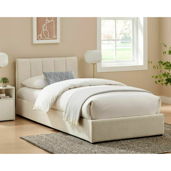 Кровать односпальная мягкая Montreal Raven 90×200 Бежевая ткань 1