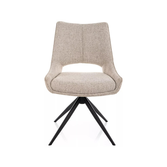 Стул кухонный обеденный мягкий Fino I Бежевая ткань Noelle / Черный каркас 2
