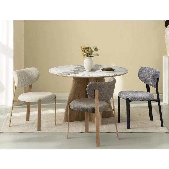 Стіл обідній кухонний Alzano Ceramic ø120 см МДФ + кераміка Білий / Дуб каркас 5