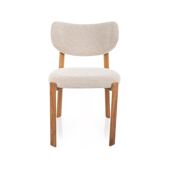 Стул кухонный обеденный мягкий Rin D Светло-бежевая ткань / Дуб каркас 2