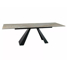 Стол обеденный кухонный раскладной Salvadore Ceramic (160–240)×90 см Керамика Беж / Черный каркас