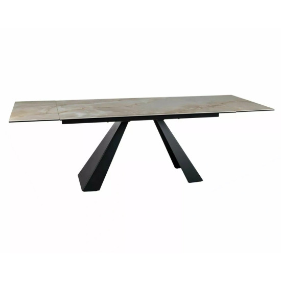 Стол обеденный кухонный раскладной Salvadore Ceramic (160–240)×90 см Керамика Беж / Черный каркас 1
