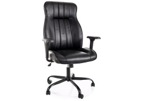 Кресло офисное компьютерное поворотное Q-093 Черная экокожа / Черный каркас