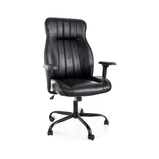 Кресло офисное компьютерное поворотное Q-093 Черная экокожа / Черный каркас 1