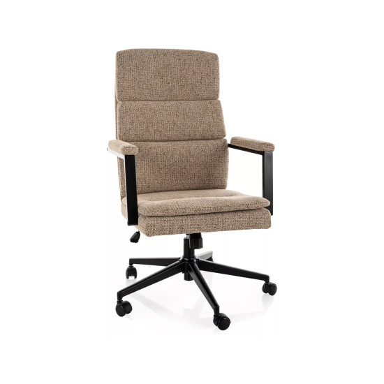 Кресло офисное компьютерное поворотное Q-090 Noelle Темно-бежевая ткань / Черный каркас 3
