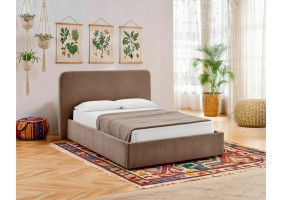 Кровать двухспальная мягкая Lumia Raven 160×200 Темно-бежевая ткань