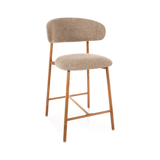 Полубарный стул кухонный Elton H-2 Бежевая ткань / Дуб каркас 1