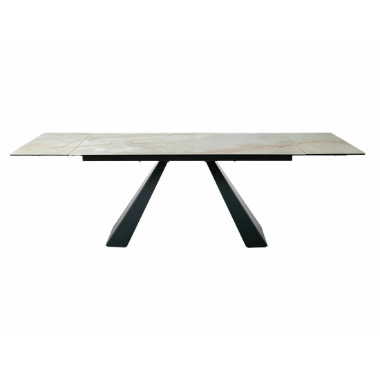 Стол обеденный кухонный раскладной Salvadore Ceramic (160–240)×90 см Керамика Беж / Черный каркас 3