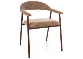 Стул кухонный обеденный мягкий Lagos D Raven Латте ткань / Орех каркас