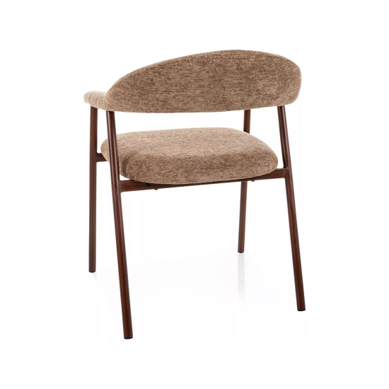 Стул кухонный обеденный мягкий Lagos D Raven Латте ткань / Орех каркас 3