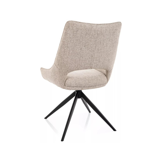 Стул кухонный обеденный мягкий Fino I Бежевая ткань Noelle / Черный каркас 3