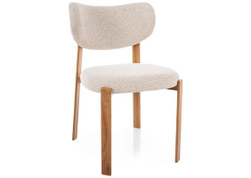 Стул кухонный обеденный мягкий Rin D Светло-бежевая ткань / Дуб каркас