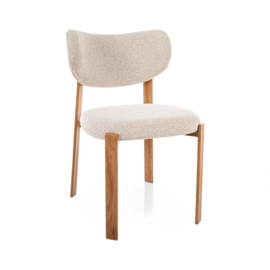 Стул кухонный обеденный мягкий Rin D Светло-бежевая ткань / Дуб каркас 1