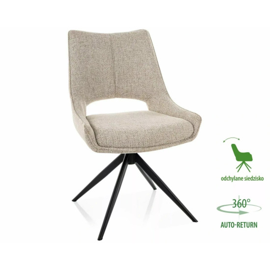 Стул кухонный обеденный мягкий Fino I Бежевая ткань Noelle / Черный каркас 1