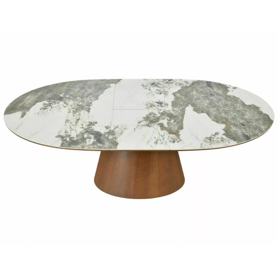 Стол обеденный кухонный раскладной Marocco Ceramic (160–200)×90 см МДФ + керамика Белый / Орех каркас 2