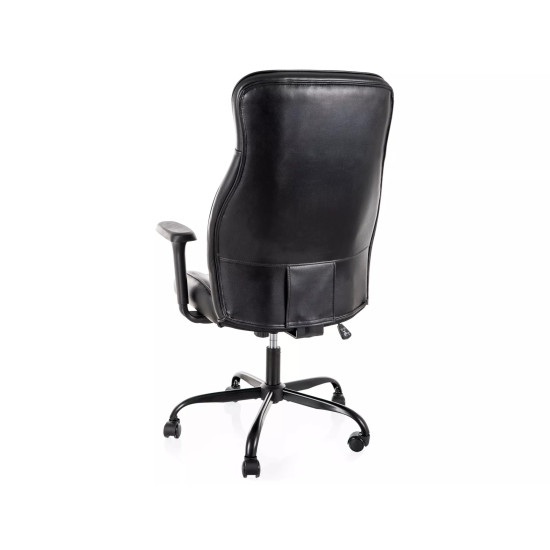 Кресло офисное компьютерное поворотное Q-093 Черная экокожа / Черный каркас 2