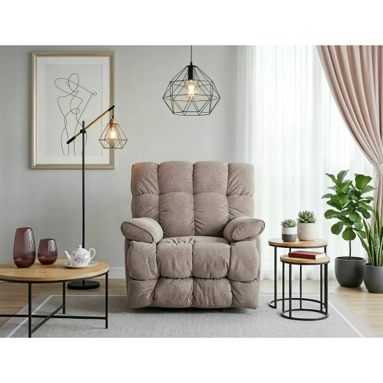 Кресло реклайнер электрическое Homer Raven Темно-бежевая ткань / Черный каркас 7