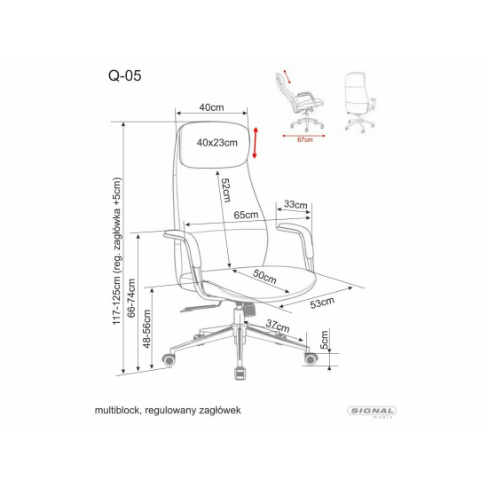 Кресло офисное компьютерное поворотное Q-05 Серая экокожа / Хром каркас 2