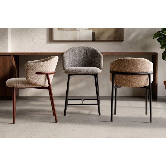 Стул кухонный обеденный мягкий Osaka Бежевая ткань / Черный каркас 4