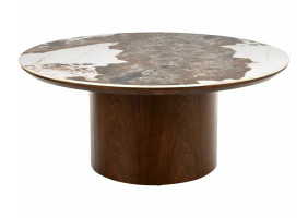 Стол журнальный кофейный Rondo ø80 см Белый / Орех