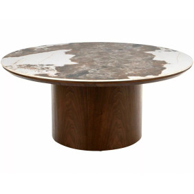 Стол журнальный кофейный Rondo ø80 см Белый / Орех