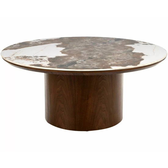 Стол журнальный кофейный Rondo ø80 см Белый / Орех 1