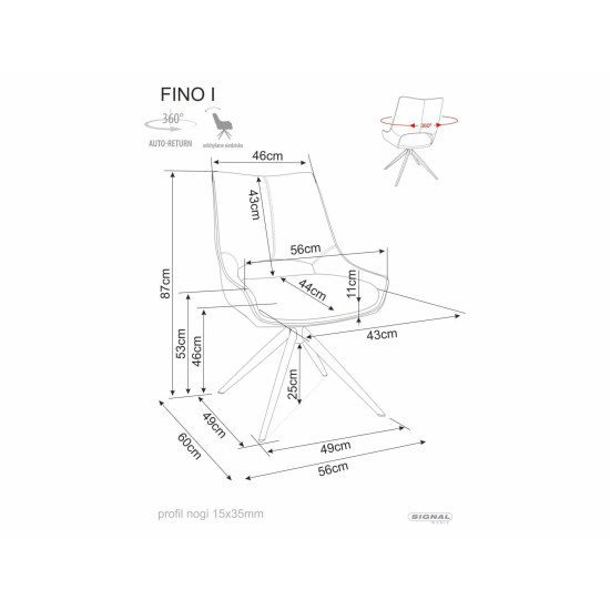 Стул кухонный обеденный мягкий Fino I Темно-бежевая ткань Noelle / Черный каркас 5
