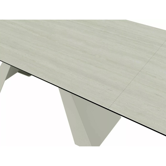 Стол обеденный раскладной кухонный Salvadore Ceramic (160–240)×90 см Керамика Беж / Кашемир каркас 7