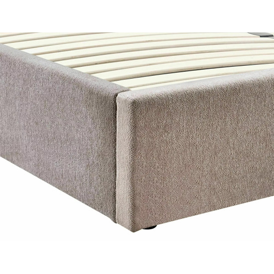 Кровать двухспальная мягкая Florencja Raven 140×200 Темно-бежевая ткань 4