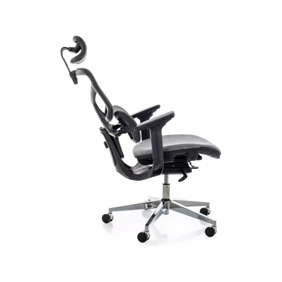 Кресло офисное компьютерное поворотное Eq-1 Серая сетка / Хром каркас 4
