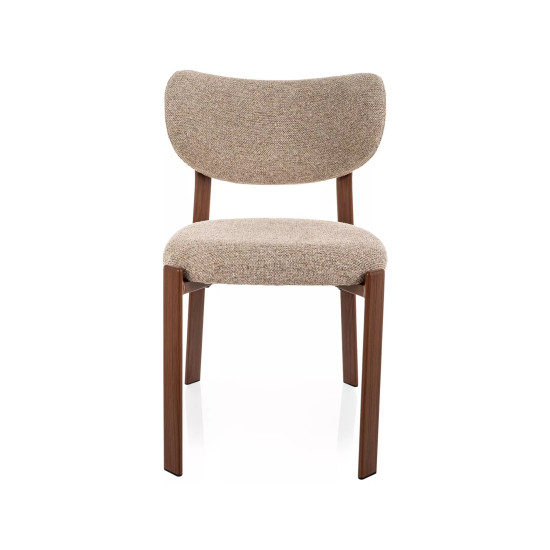Стул кухонный обеденный мягкий Rin D Бежевая ткань / Орех каркас 2