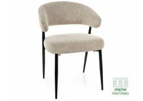 Стул кухонный обеденный мягкий Lucio Noelle Бежевая ткань / Черный каркас