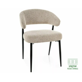 Стул кухонный обеденный мягкий Lucio Noelle Бежевая ткань / Черный каркас