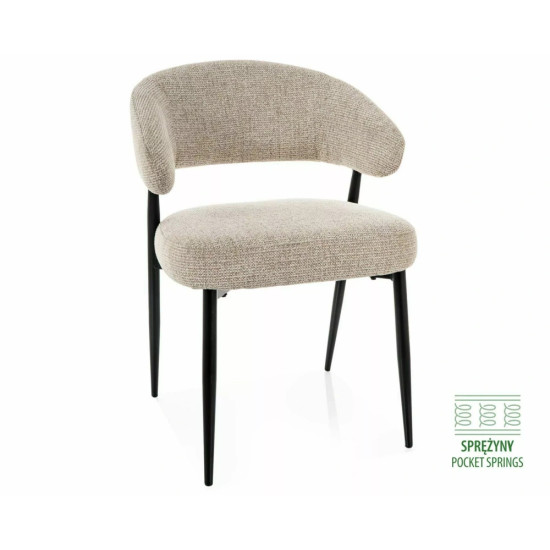 Стул кухонный обеденный мягкий Lucio Noelle Бежевая ткань / Черный каркас 1
