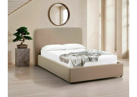 Кровать двухспальная мягкая Lumia Velvet 140×200 Темно-бежевая велюр Bluvel